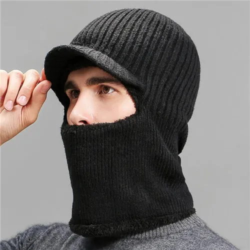 Зимние шапки для мужчин Skullies Beanie шапка зимняя шапка мужской женский шерстяной шарф шапка s Набор Балаклава маска Knitted шапка вязаная шапка - Цвет: B