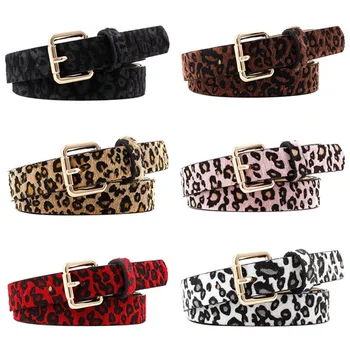

Fashion Women Belt Leopard Print Spot Horse Hair Waistband Vintage Pin Buckle Wide Waist Strap Dress Decoration Leather Belt