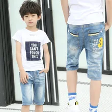 Повседневные джинсовые шорты для мальчиков Летняя одежда новые стильные джинсы для больших мальчиков укороченные штаны для мальчиков
