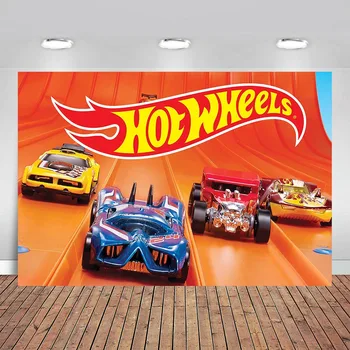 

Hot Wheel Kids Boy Birthday Party Backdrop Sports Car Motorcycle Racing Photo Banner For Photo Studio