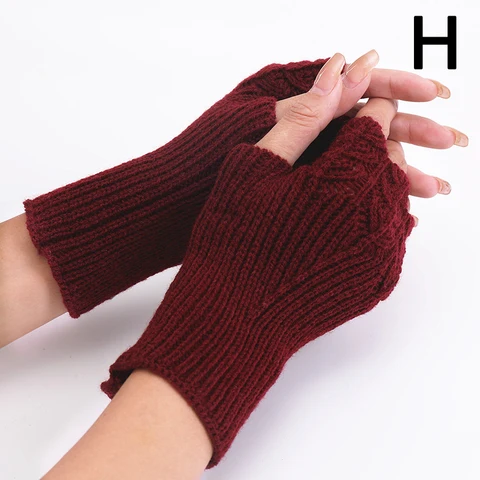 Half Finger Gloves Winter Soft Warm Wool Knitting Arm Gloves Arm Crochet Knitting Hollow Heart Mitten Fingerless Gloves