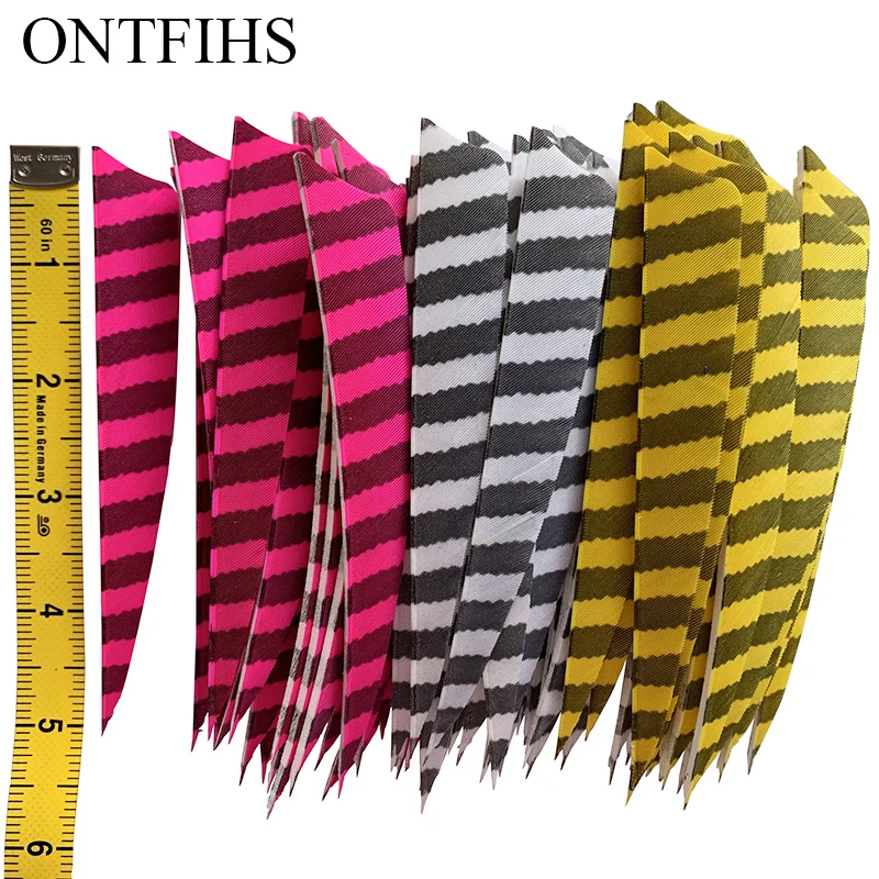 

12Pcs Hi-Q 5" Arrow Feathers Shield Cut Turkey Plume Archery Accessories Hunting Shooting Fletching Cut Feathers -Striped