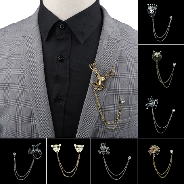 Men Accessories Collar Pin Jewelry Shirt  Wolf Brooch Pin Jewelry Men -  Retro Metal - Aliexpress