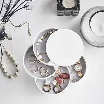 

Jewelry Box Portable Storage Organizer Ring Necklace Bracelet Watch Jewelry Box Round Step Rotated 4-layer Box High-capacity
