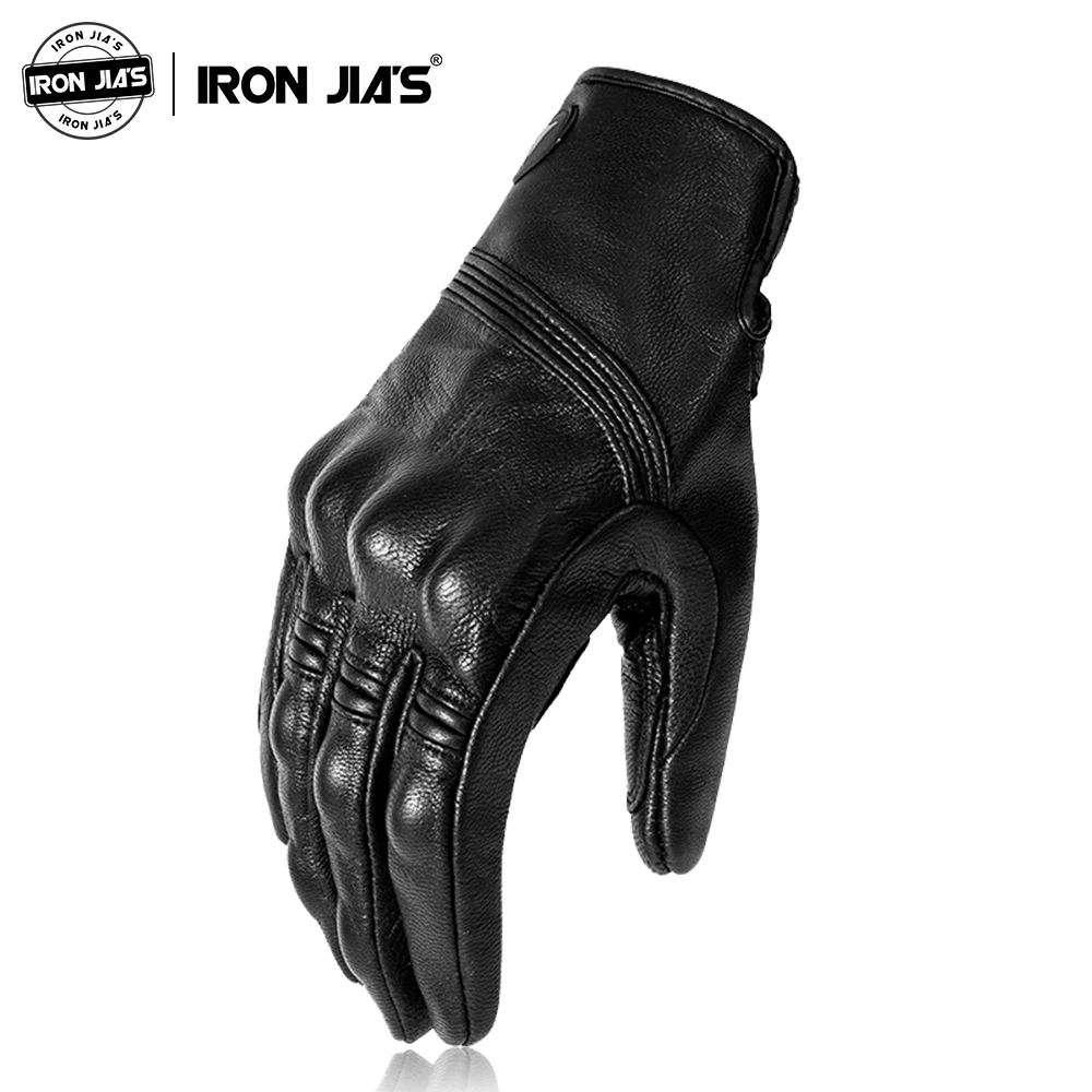 

Real Leather Motorcycle Gloves Sheepskin Waterproof Gloves IRON JIA'S Protective Gears Touch Function Motorbike Motocross Gloves