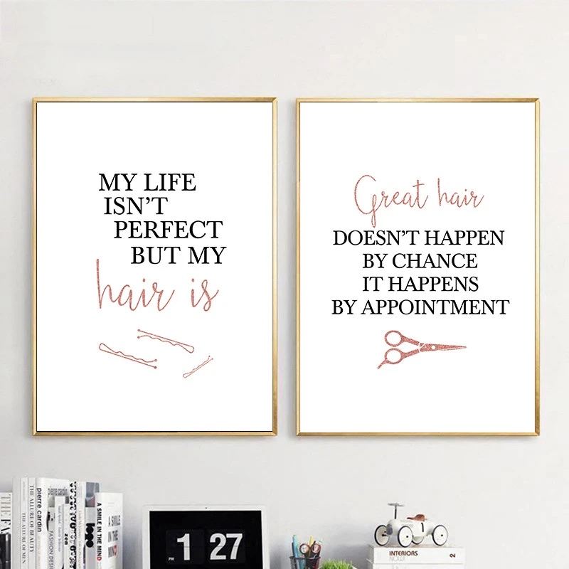 キャンバスポスター理髪店モダンな家の装飾プリント髪型絵画壁アートワーク手紙モジュラー北欧リビングルーム Painting Calligraphy Aliexpress
