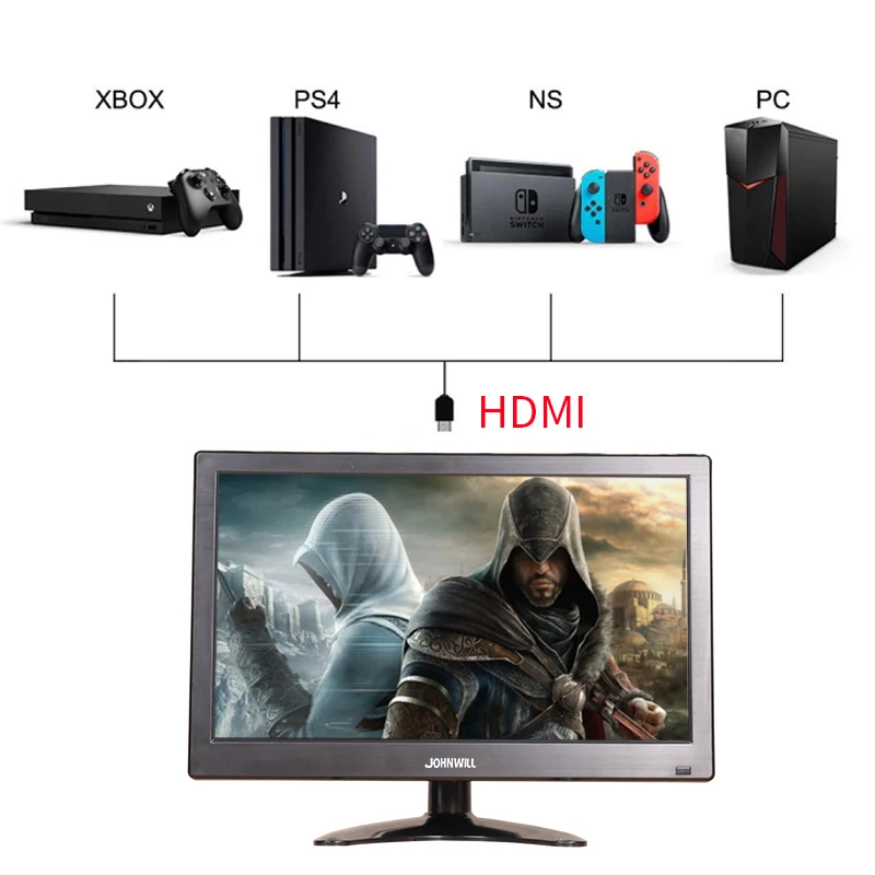 12 дюймов ЖК-монитор компьютер ПК Дисплей HDMI VGA USB AV BNC с динамиком 2 канала видео для видеонаблюдения переключатель ps4 ПК мультимедиа