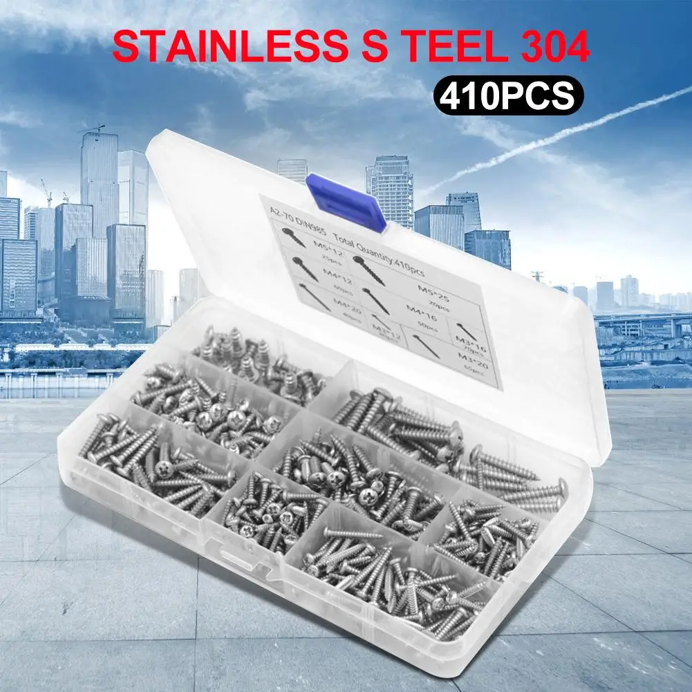 

410pcs M3/M4/M5 Mixed Round Head Micro Screws Self-tapping Wood Screws Kit