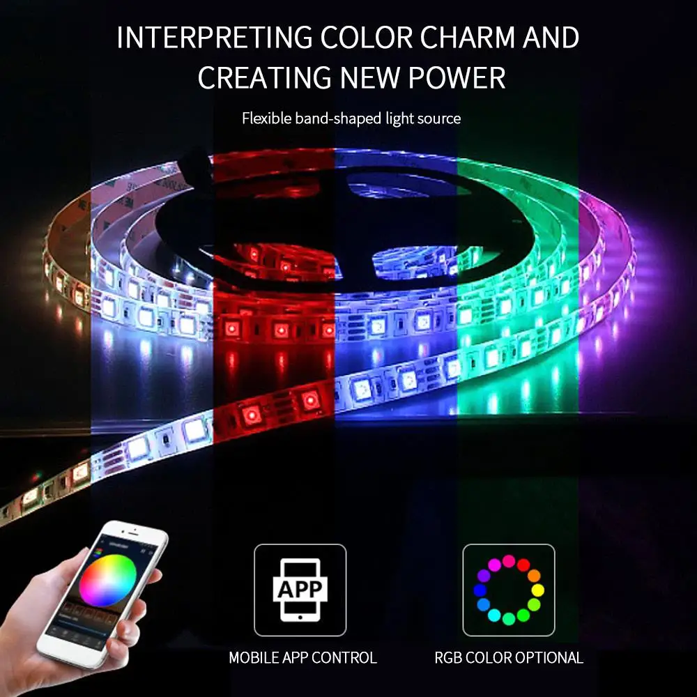 WIFI 24 Keys 10M 3528 RGB Strip Light TV Backlight LED Party Multi Color Waterproof Night Lamp LED Strip Tape Remote Control