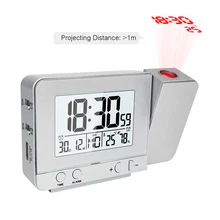 Projectie Wekker Voor Slaapkamer Met Thermometer Hygrometer Usb Charger Digitale Project Plafond Klok Dimbare Led Display