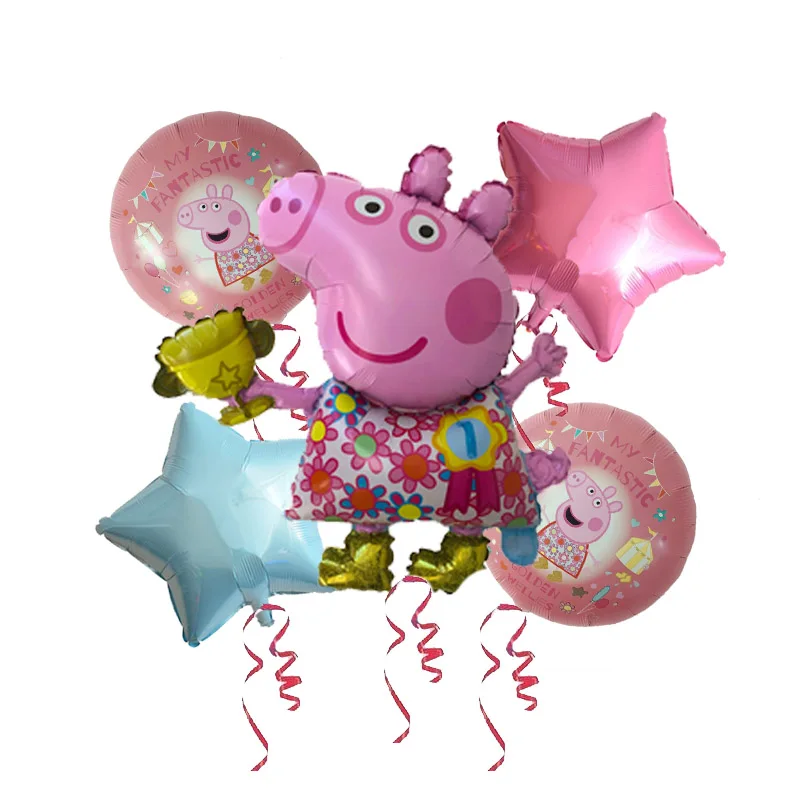 5 шт./партия 18 дюймов Peppa Pig helium Воздушные шары Дети День Рождения вечерние украшения детский душ Джордж баллон детские игрушки globos - Цвет: Светло-серый