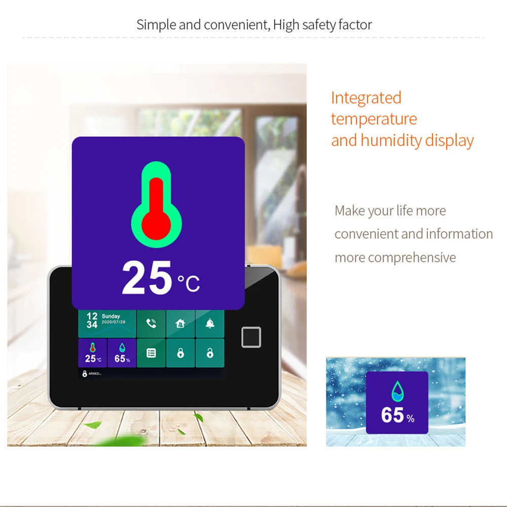 TUGARD G60 Tuya WiFi Gsm Security Alarm System Fingerprint Armed Temperature Humidity Display 433MHz Wireless Smart Home Burglar