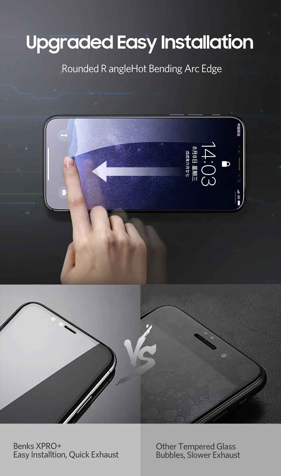 Benks Ultra Thin 0.23mm Tempered Glass For iPhone XS 5.8'' XS MAX 6.5'' XR 6.1 HD Full Cover Screen Protector Anti Blue Light (3)