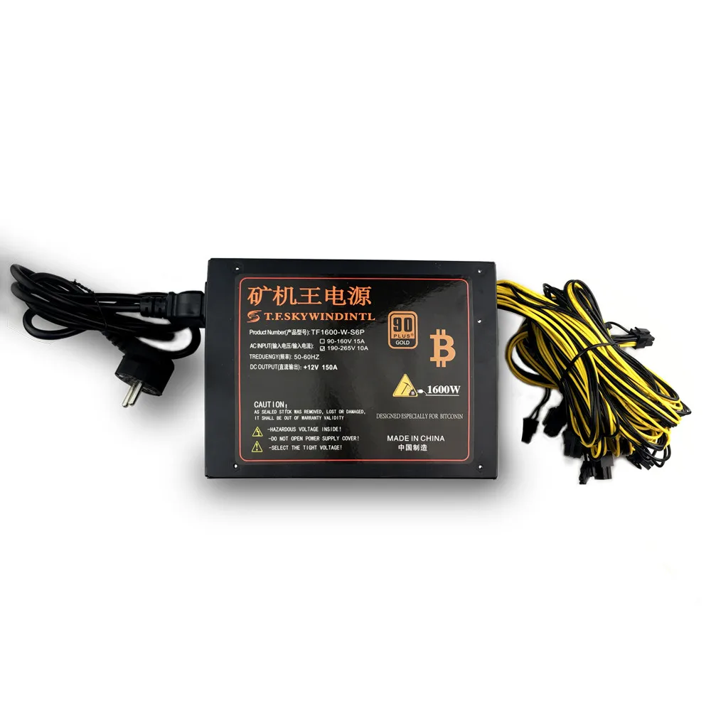 Блок питания для ПК 12 В 1600 Вт 6PIN 6 + 2PIN блок 10x6 pin PCI Express BTC тихий вентилятор ETH Майнер