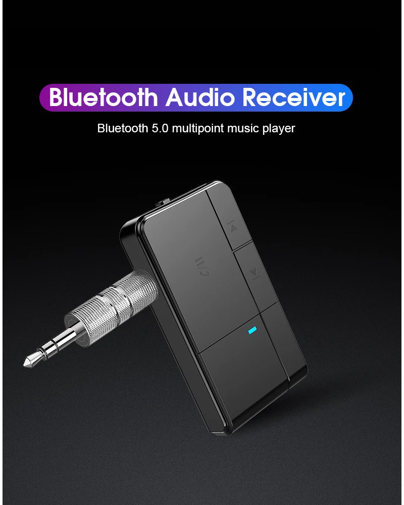 J20 Bluetooth приемник 5,0 адаптер аудио приемники с микрофоном Поддержка для громкой связи 3,5 мм Aux для автомобиля для динамика