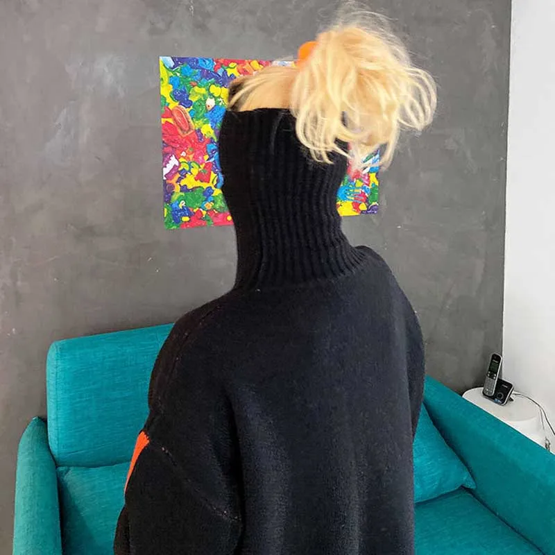 NiceMix Winter Autumn Turtlenecks Sweaters for Female Neon Loose Long Sleeve Knitted Pullovers Causal Hot Pink Oversized Long Sw NiceMix Winter Autumn Turtlenecks Sweaters for Female Neon Loose Long Sleeve Knitted Pullovers Causal Hot Pink Oversized Long Sw