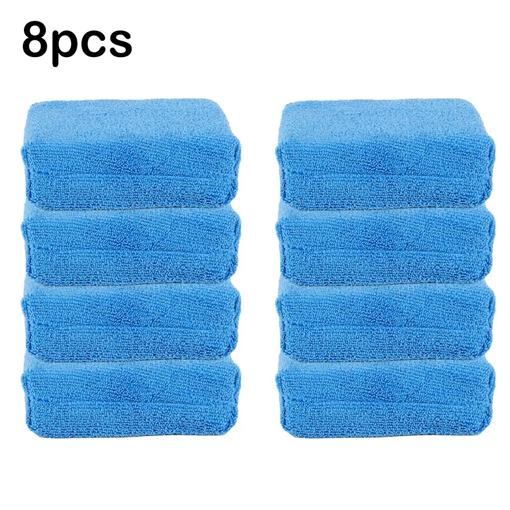 4/8Pcs Car Microfiber Applicators Sponges Cloths Microfibre Hand Wax
