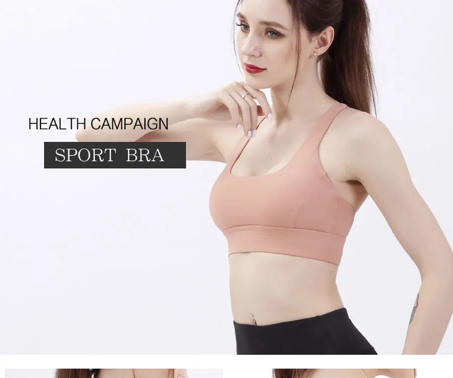 Sexy Women Sports Bra cross belt Brathable Sports Top Push Up Female Gym Fitness Female Running Yoga three rows of buttons Bra