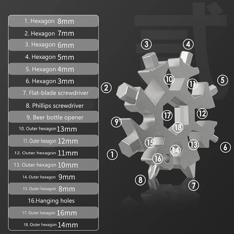 Snowflake wrench tool Bike Bicycle Repair Tools Survival Camping Hiking Outdoor Tools Accessories Multitool Bottle Opener - Image 5