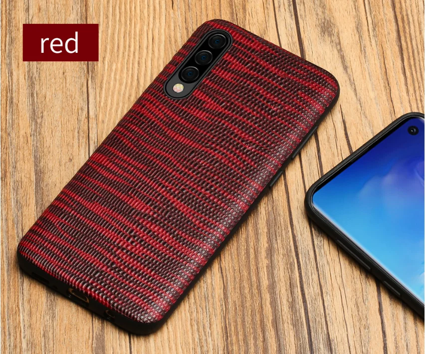 Роскошный противоударный чехол из натуральной кожи для телефона samsung galaxy A50 A70 A40 A20 Note 8 9 10 S8 S9 S10 plus чехол для телефона - Цвет: Красный