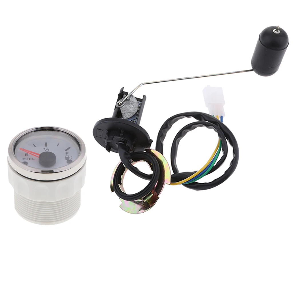 White 52mm Sailing Boat Digital LED Display Fuel Level Meter Gauge Boat Gauges + Fuel Level Sensor Kit
