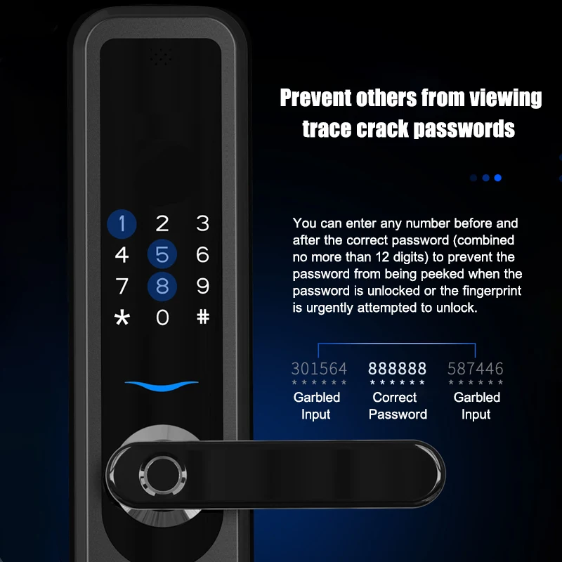 Безопасный электронный умный дверной замок, блокировка отпечатков пальцев, приложение, сенсорный пароль, клавиатура, карта, отпечаток пальца, 5 способов разблокировки, Блокировка безопасности