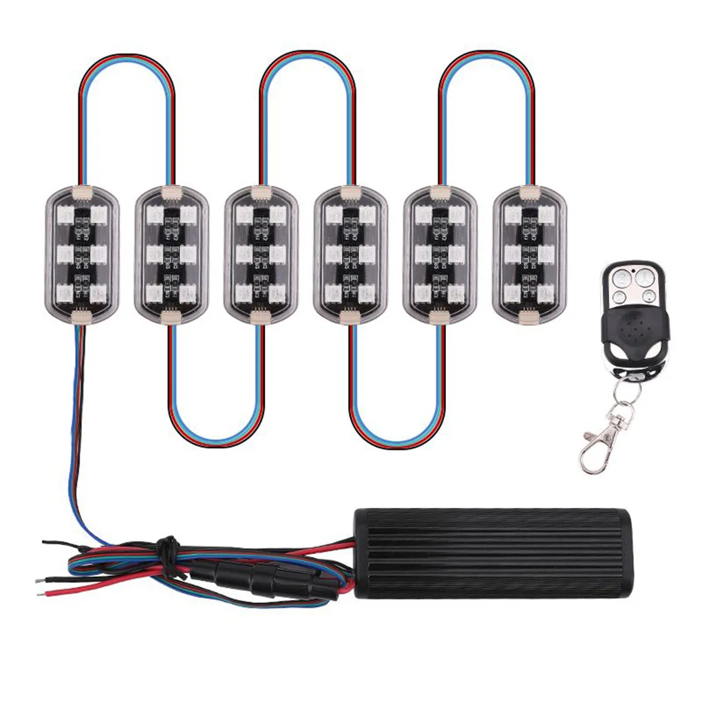 

Car Atmosphere Light 6 RGB LED Motorcycle Wireless Remote Control Neon Lighting Moto Decorative Strip Lamp