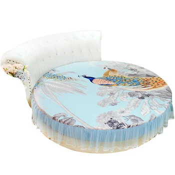 

1 Piece / Set 100% Cotton Twill Fitted Sheet Customizable Size 200cm / 220cm Round Bed Non-slip Mattress Cover Free Shipping