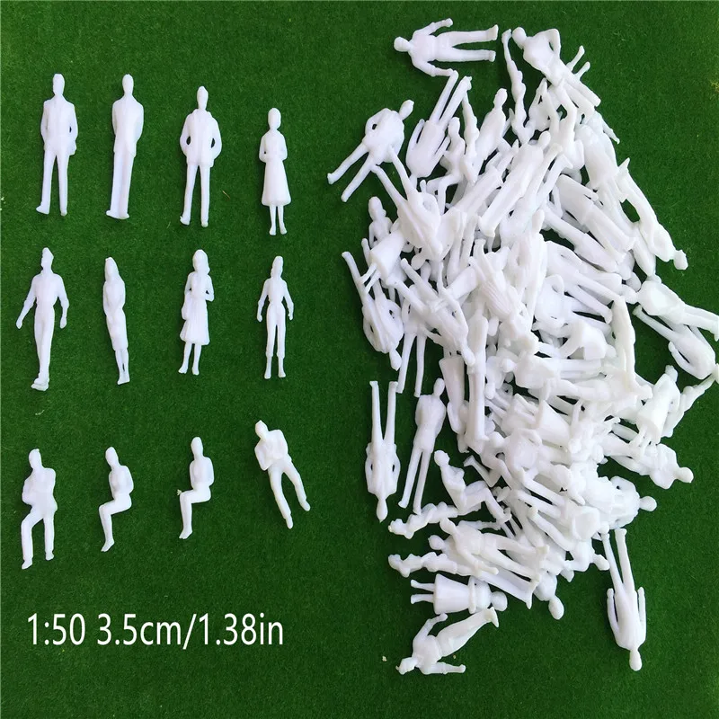 100pcs 1:50 Architecture Model Maker Miniature White Figures Architectural Model Human Scale ABS Plastic People 2