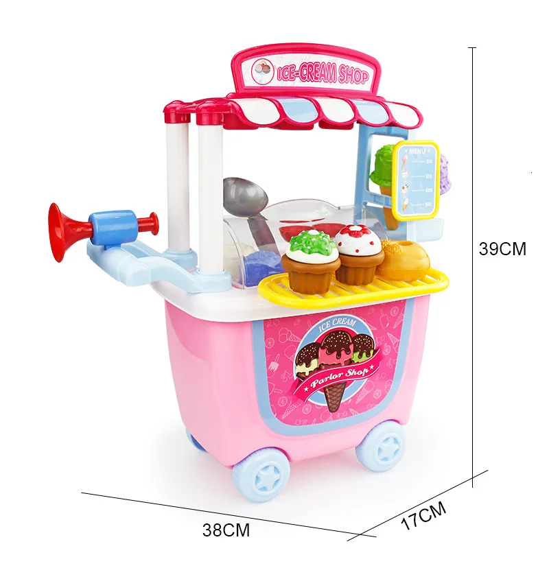 Children Pretend Play 34pcs/Set Trolley House Booth Educational Toy Super Funny Mini Role Play Toys Kitchen Workbench Bauble