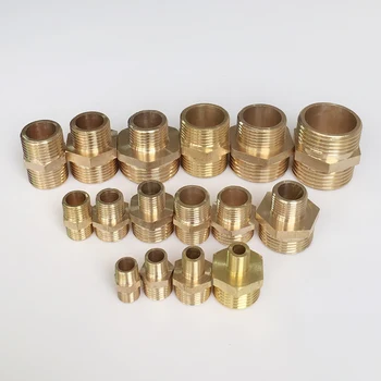 

1/8" 1/4" 3/8" 1/2" 3/4" 1" Male Thread Brass Pipe Equal Reducing Nipple Fittings Brass Quick Adapters Connectors