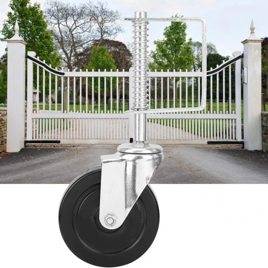 

Rubber wheel 5in Caster Spring Rod Fence Gate Accessory Metal Rubber Castor 200lb caster wheels furniture