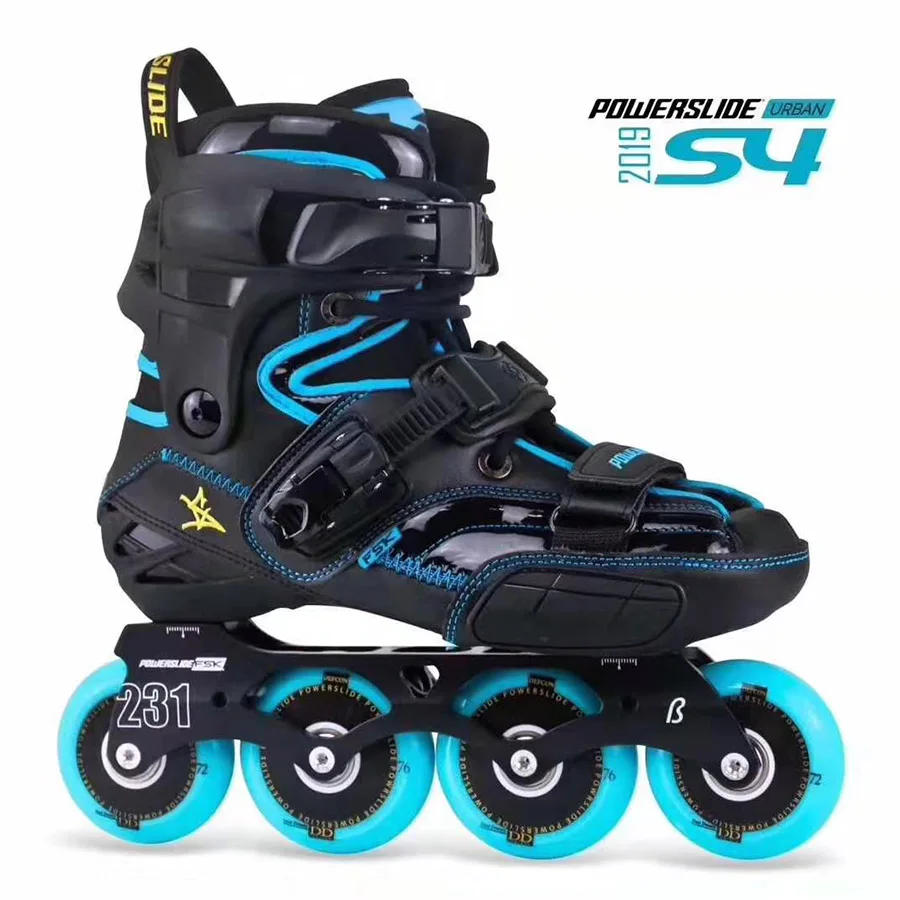 2019 г. POWERSLIDE S4 профессиональные слаломные коньки черные и золотые роликовые для