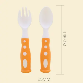

Easy Clean Double Color Newborn Baby Spoons Fork Soft Silicone Baby Feeding Spoon Safety Utensils Patchwork Children Tableware