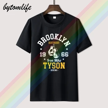 

Brooklyn Boxing Mike Tyson T-Shirt Men's Summer Black 100% Cotton Short Sleeves O-Neck Tee Shirts Tops Tee Unisex