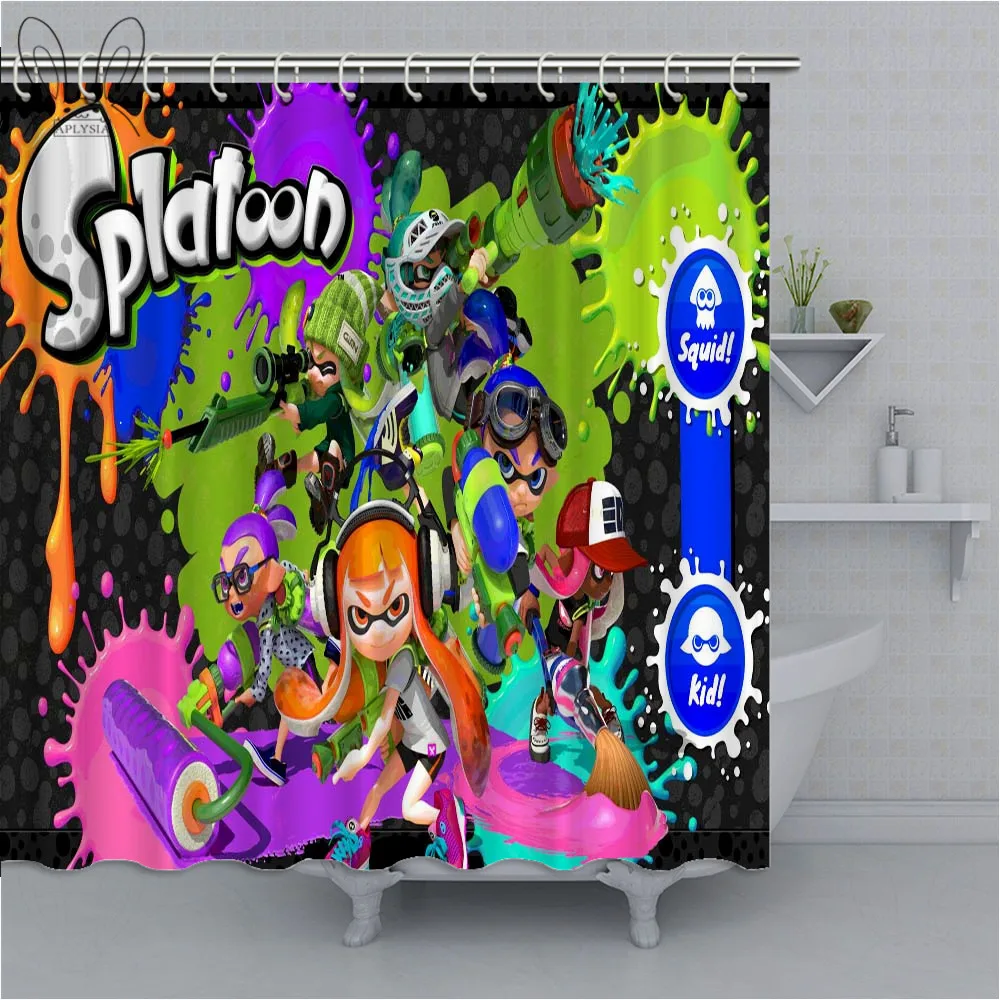Цветная занавеска для душа aplyasia Splatoon 3D Водонепроницаемая полиэфирная ткань занавеска для душа s для декора ванной комнаты