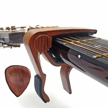 

Rosewood Color Guitar Capo REAL ROSEWOOD PICKS INCLUDED Set NEW