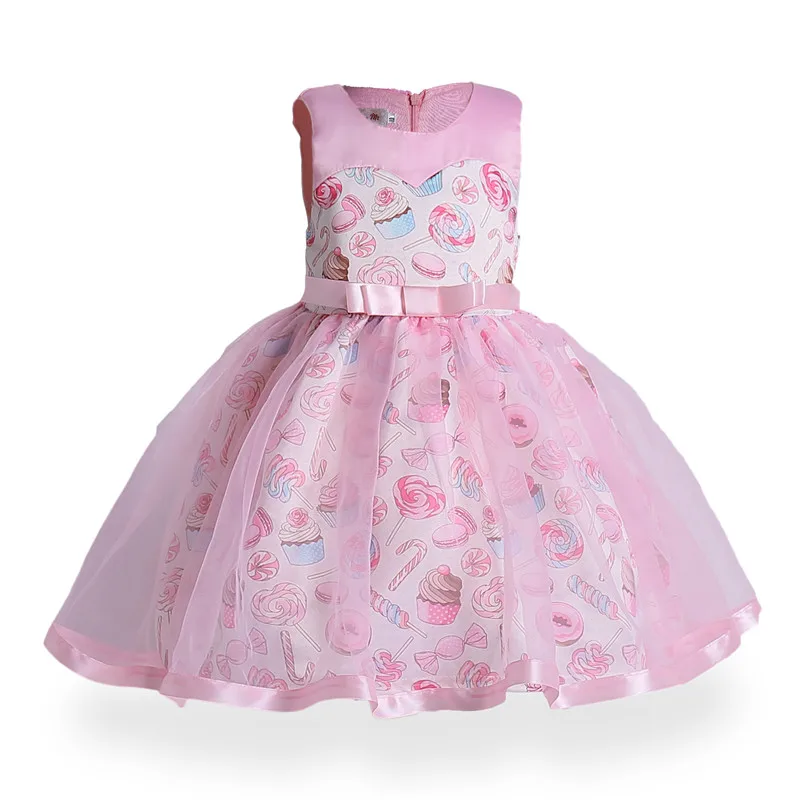 Модное бальное платье для девочек, платья детская одежда свадебное платье с цветочным узором для девочек костюмы для вечеринки в честь Дня рождения, детская одежда, От 2 до 10 лет