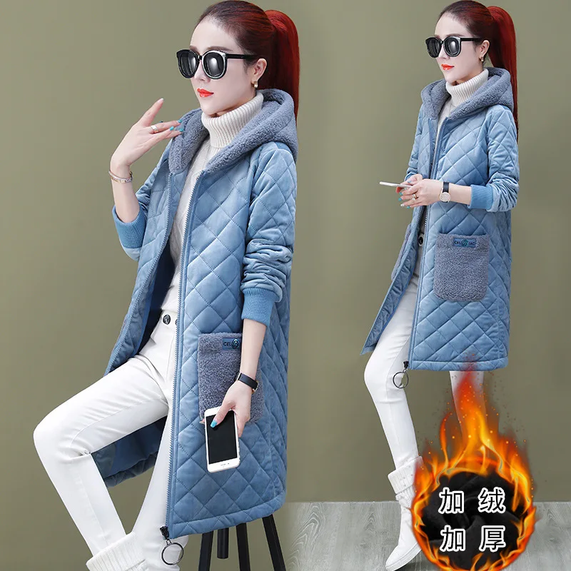 

Mid-length Hooded Coat Women's 2019 Autumn And Winter Korean-style Loose-Fit Laziness-Style Thick Suede Warm Coat Cardigan Women