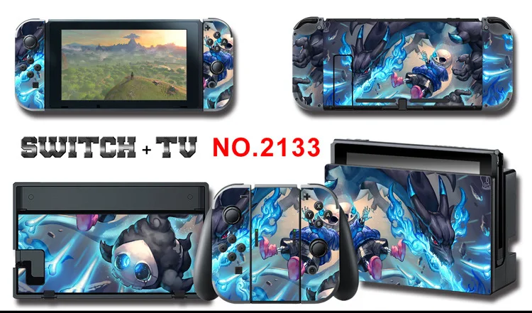 1set New Cute Anime Full Body Sticker for NS Switch Protective Cover Skin Colorful Art for Game Console Joy-Con Controller Decor