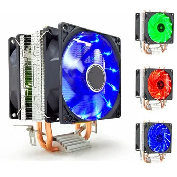 

LED Dual Fan 2 Heat Pipe Quiet CPU Cooler Heatsink Radiator For LGA 1155 775 1156 AMD 12V Dual CPU Cooler Powerful Fan For AMD