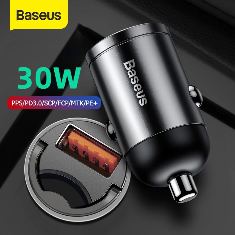 Быстрое Автомобильное зарядное устройство Baseus 30 Вт QC4.0 PPS Быстрая зарядка для