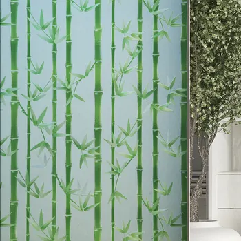 

No-glue Frosted Window Cover Heat Transfer Vinyl Film Static Cling Glass Foil Window Sticker Waterproof Bamboo Bathroom