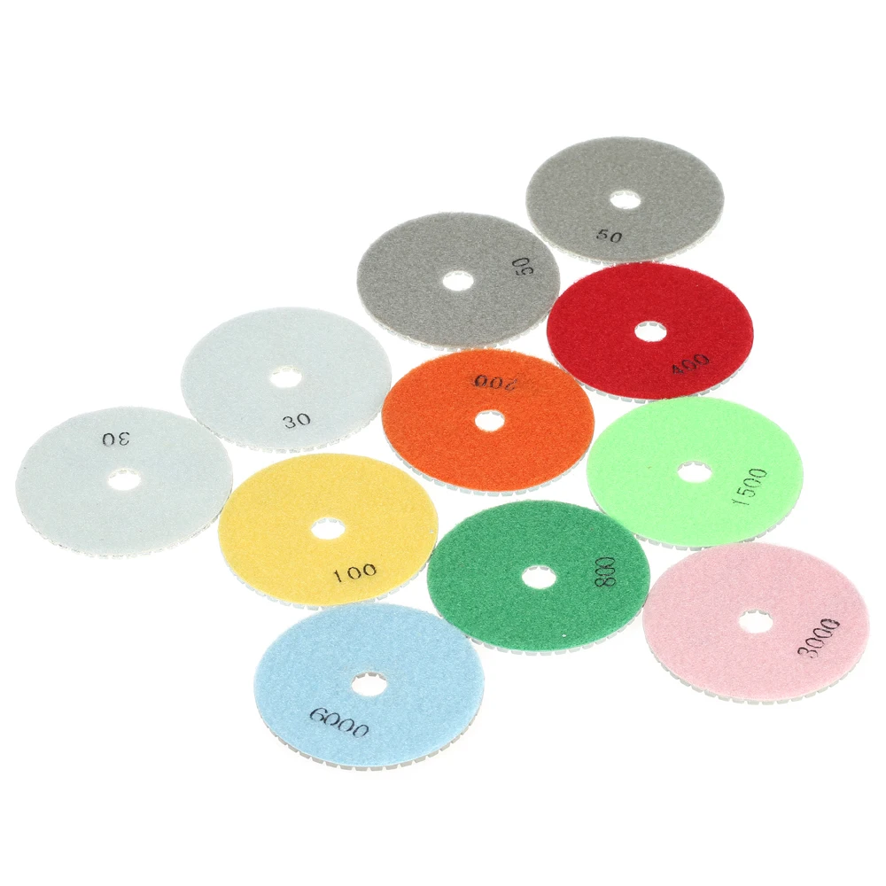12pcs/set 4 inch Diamond Wet Polishing Pads Kit Grinding Disc+ Backing Pad for Granite Stone Concrete Marble Grinding Discs Set