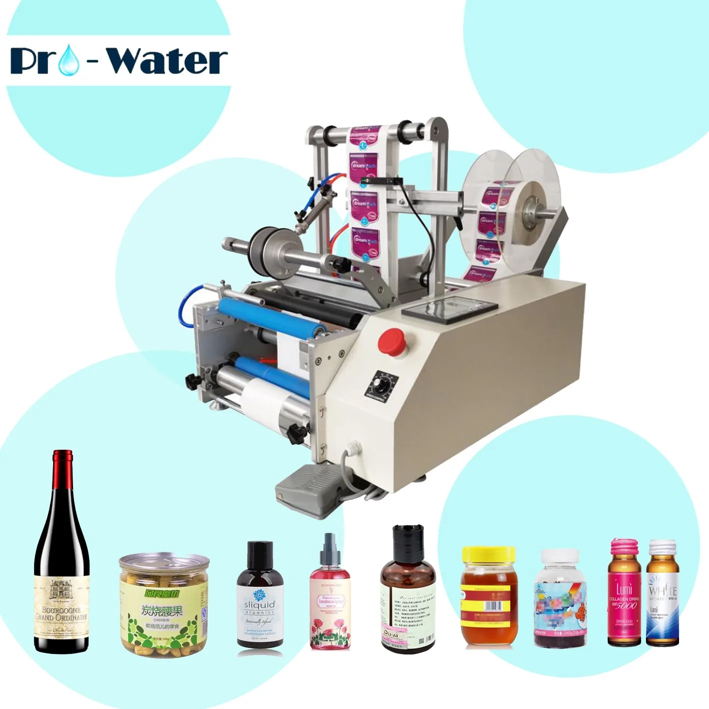 Red Wine Bottle Labelling Machine Drugs Medicine Round Bottle Labeling