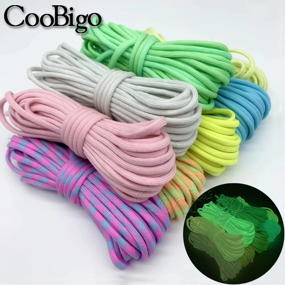 FerDIM Glow Paracord Rope 550 Reflective Parachute Cord 9 Strand 4mm Diameter Outdoor Survival Rope Glow in The Dark 100% Nylon 25ft 50ft 100ft 200ft Multi Color 