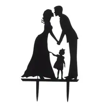 אקריליק עוגת Toppers הכלה וחתן נשיקת יד ביד אקריליק עוגת Toppers זוג צללית יום הנישואין של עוגת טופר(China)