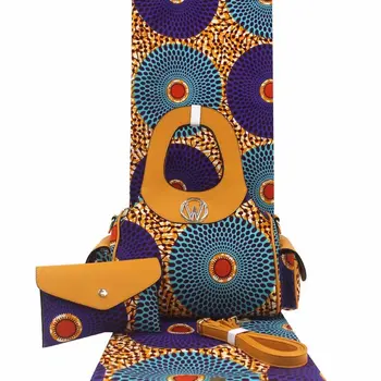 

(3pcs/set) African fashion ghana design wax fabric women handbag for wedding African wax bag African wax cotton material bag set