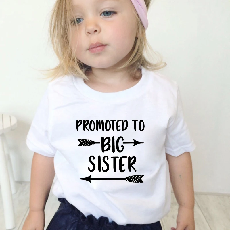 Детская футболка с надписью «Big Sister» летняя футболка с короткими рукавами для мальчиков и девочек, Забавный кавайный топ с графическим принтом, футболка детская футболка