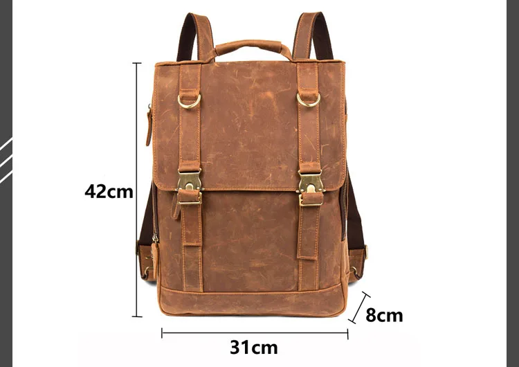 Size Display of Woosir Mens Leather Backpack